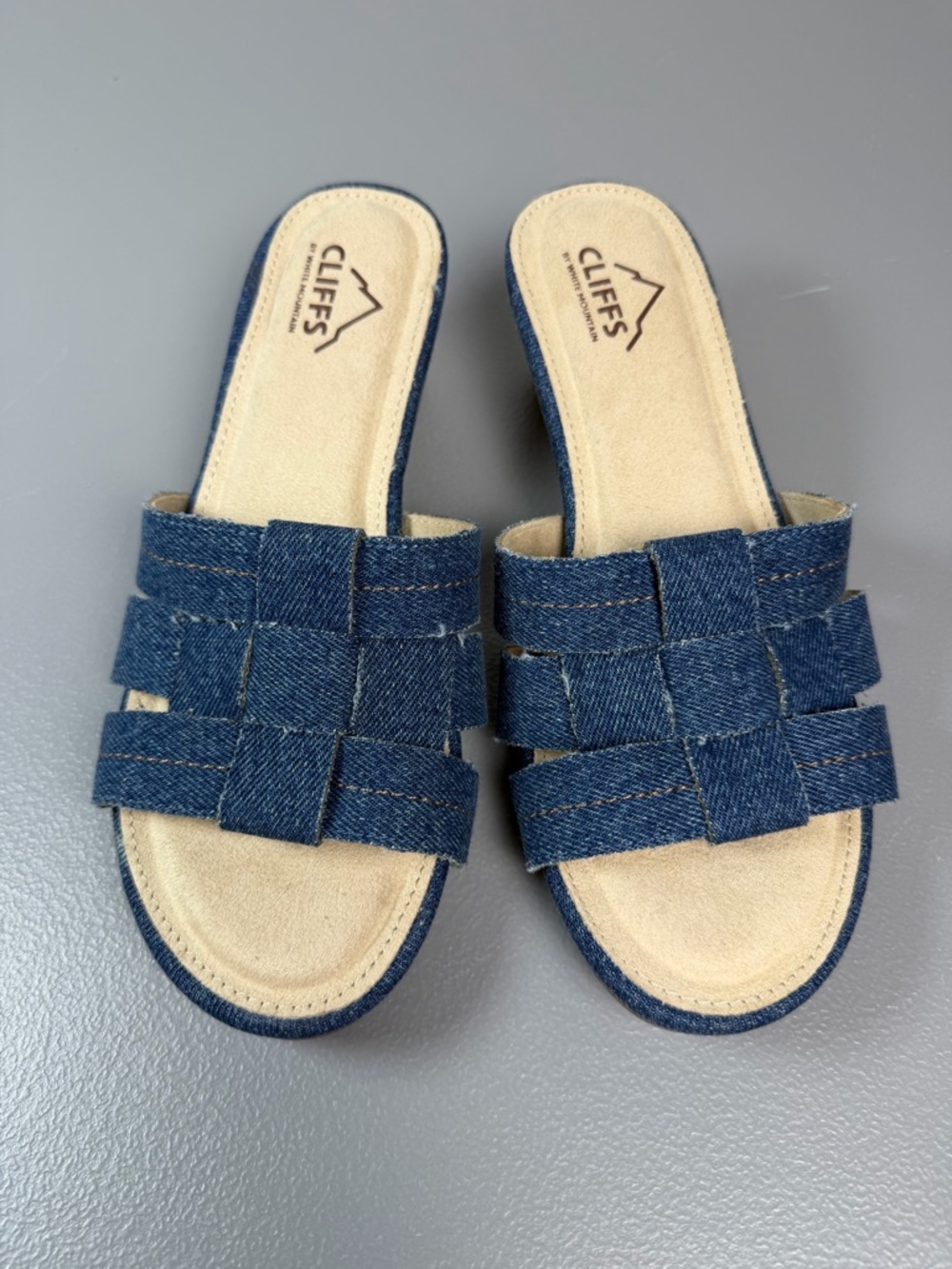 Cliffs by White Mountain Candyce Dark Blue Denim Women's Wedge Sandals-Sz 6.5 - Picture 2 of 12